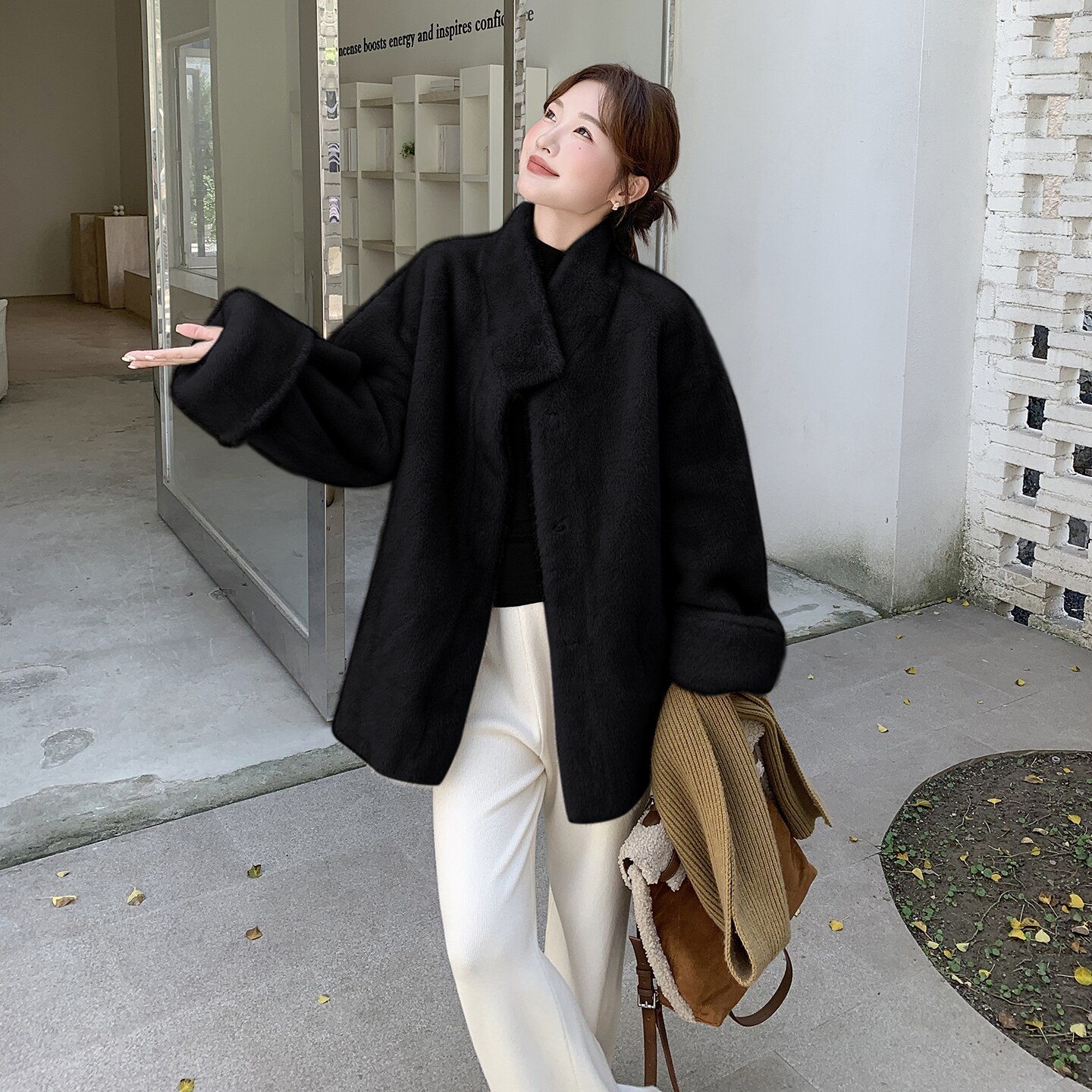 【现货】简约环保皮草皮毛一体外套2568-P185-K278,女装棉衣/棉服,柏妮丝绮