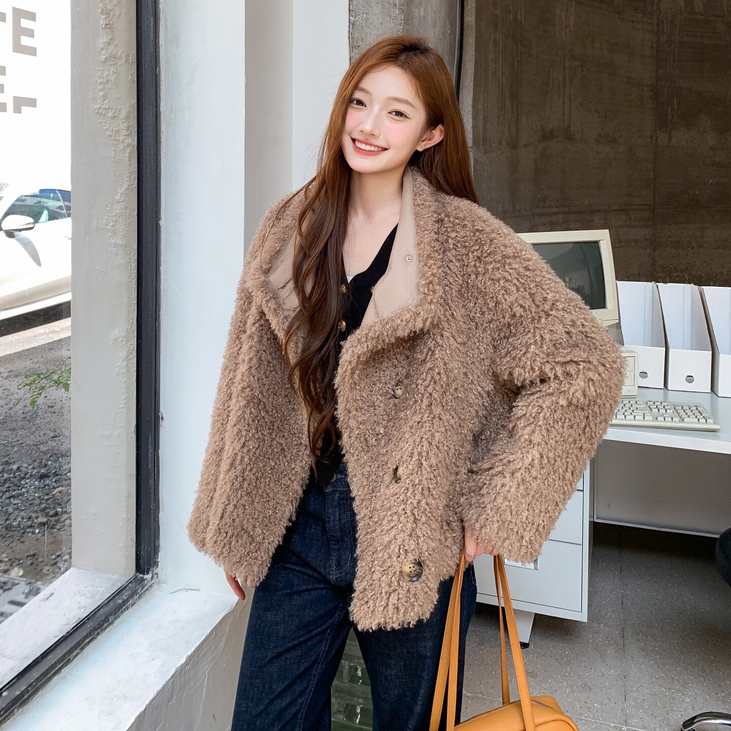 【新款】软糯糯皮毛一体外套2565-P185-K278,女装棉衣/棉服,柏妮丝绮