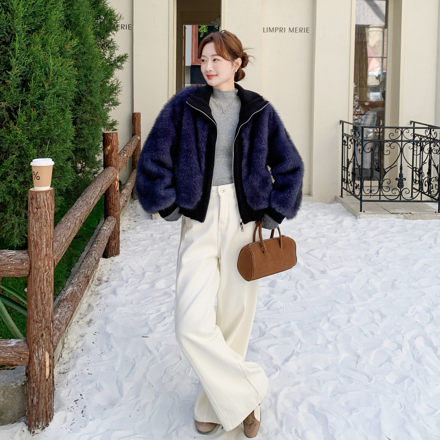 【现货】毛绒拼接外套2581-P245-K368,女装派克服,柏妮丝绮