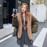 【新款】大毛领两面穿派克外套2576-P265-K398，女装派克服，柏妮丝绮