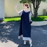 【新款】假两件拼接休闲连衣裙2C060-2630-P135-K218，女装连衣裙，柏妮丝绮