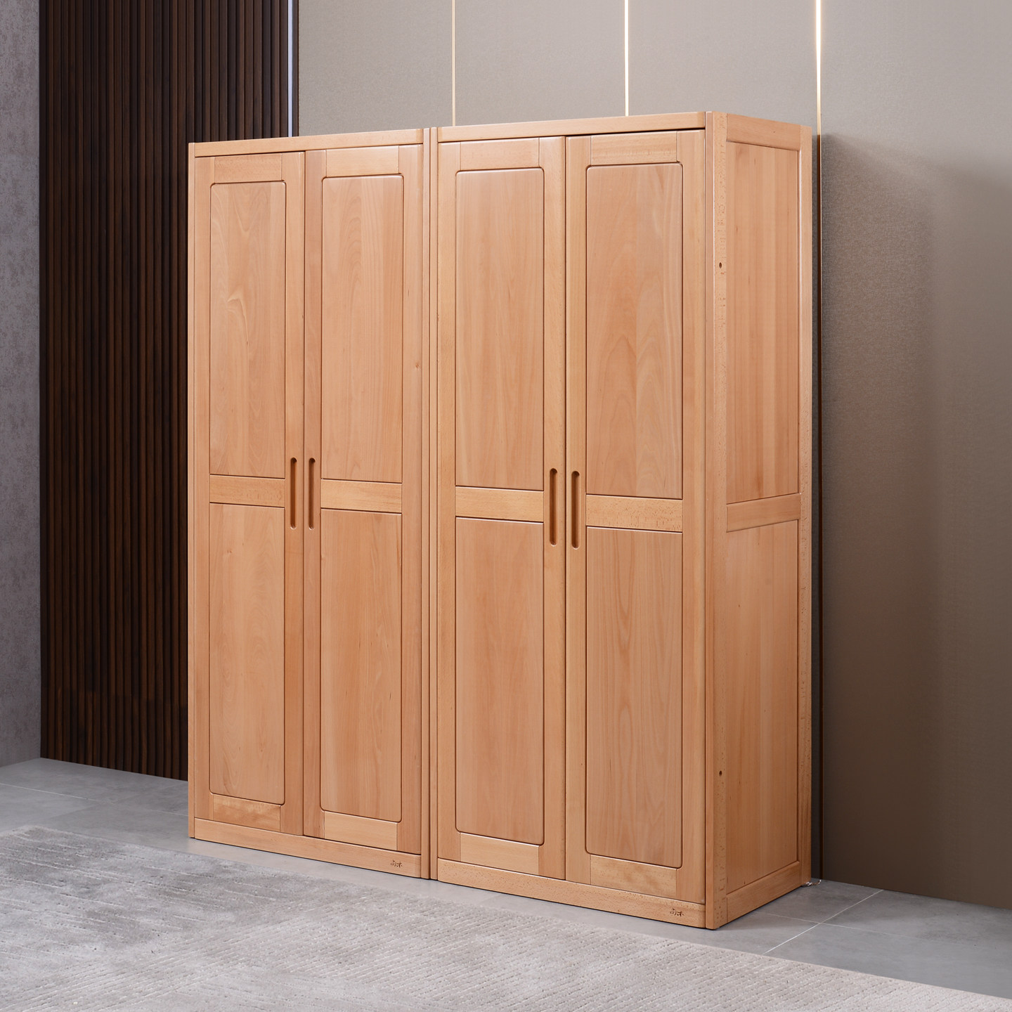 全榉木实木衣柜平开门组合独立二三四门卧室加顶收纳抽屉柜衣橱