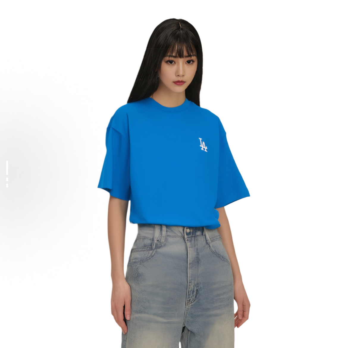 MLB 纯色Logo刺绣圆领套头短袖T恤 男女同款 蓝色3ATSEC723-07BLS