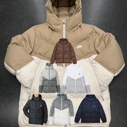 Nike  连帽拉链防风拒水保暖长袖羽绒服 男款 卡其色 DV1132