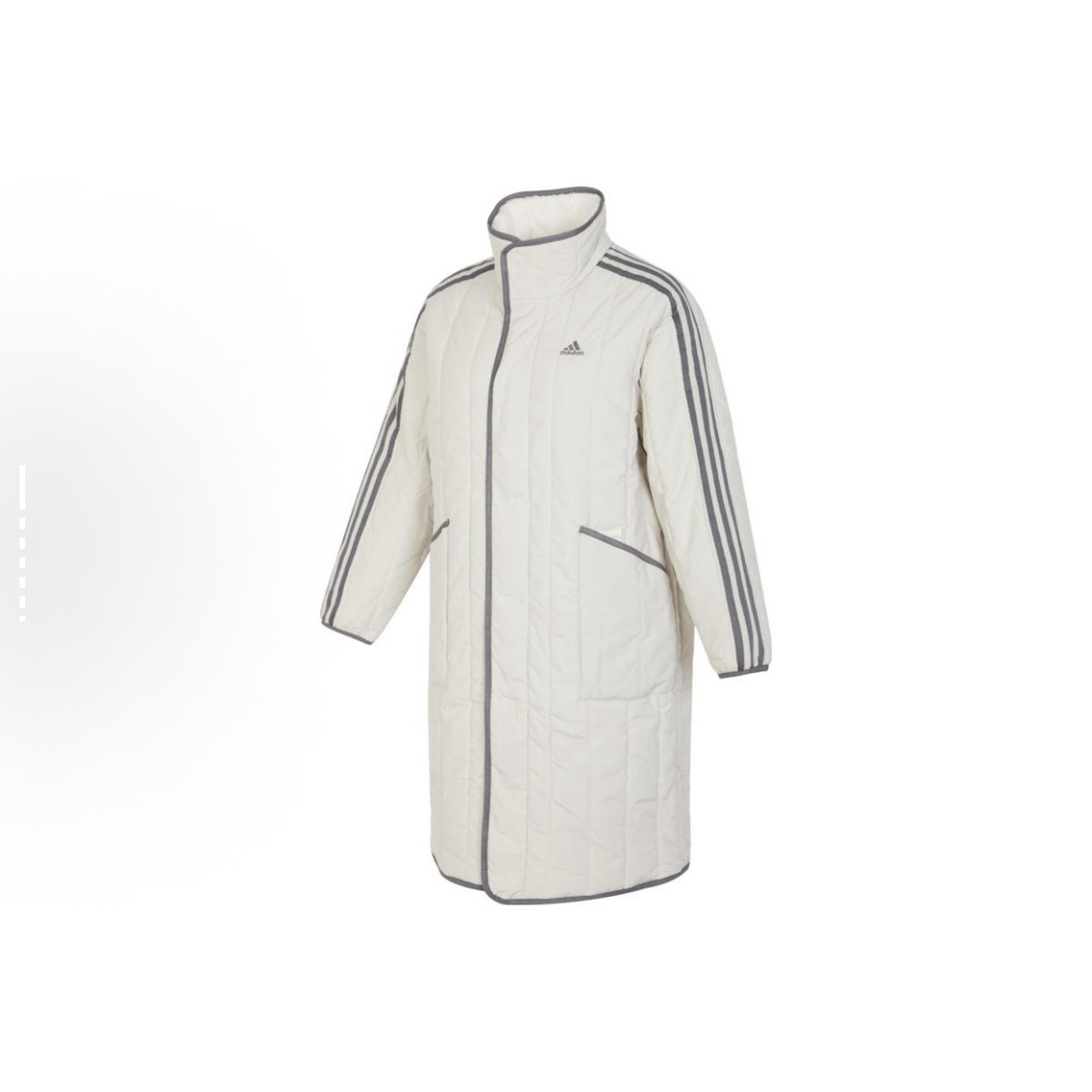 adidas 休闲运动条纹中长款夹克棉服 女款 白色IL8952