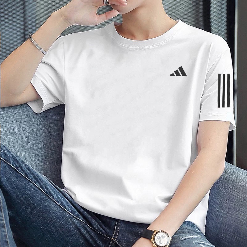阿迪达斯速干短袖男2025夏款透气运动T恤白色男士健身半袖IK7436