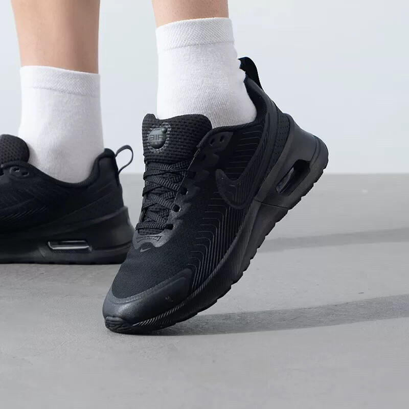 耐克男鞋2024秋新款AIR MAX NUAXIS黑色网面透气跑步鞋FD4329-004