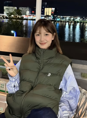 MLB 23FW 后背大LOGO羽绒马甲 男女同款  橄榄色3ADVB0336-43KAD