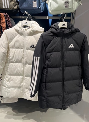 阿迪达斯正品羽绒服女2025冬中长款连帽保暖防风外套JG3855