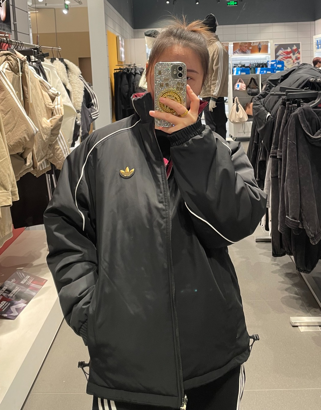 正品Adidas阿迪达斯棉服男2025新年款双面穿立领夹克外套KA0821