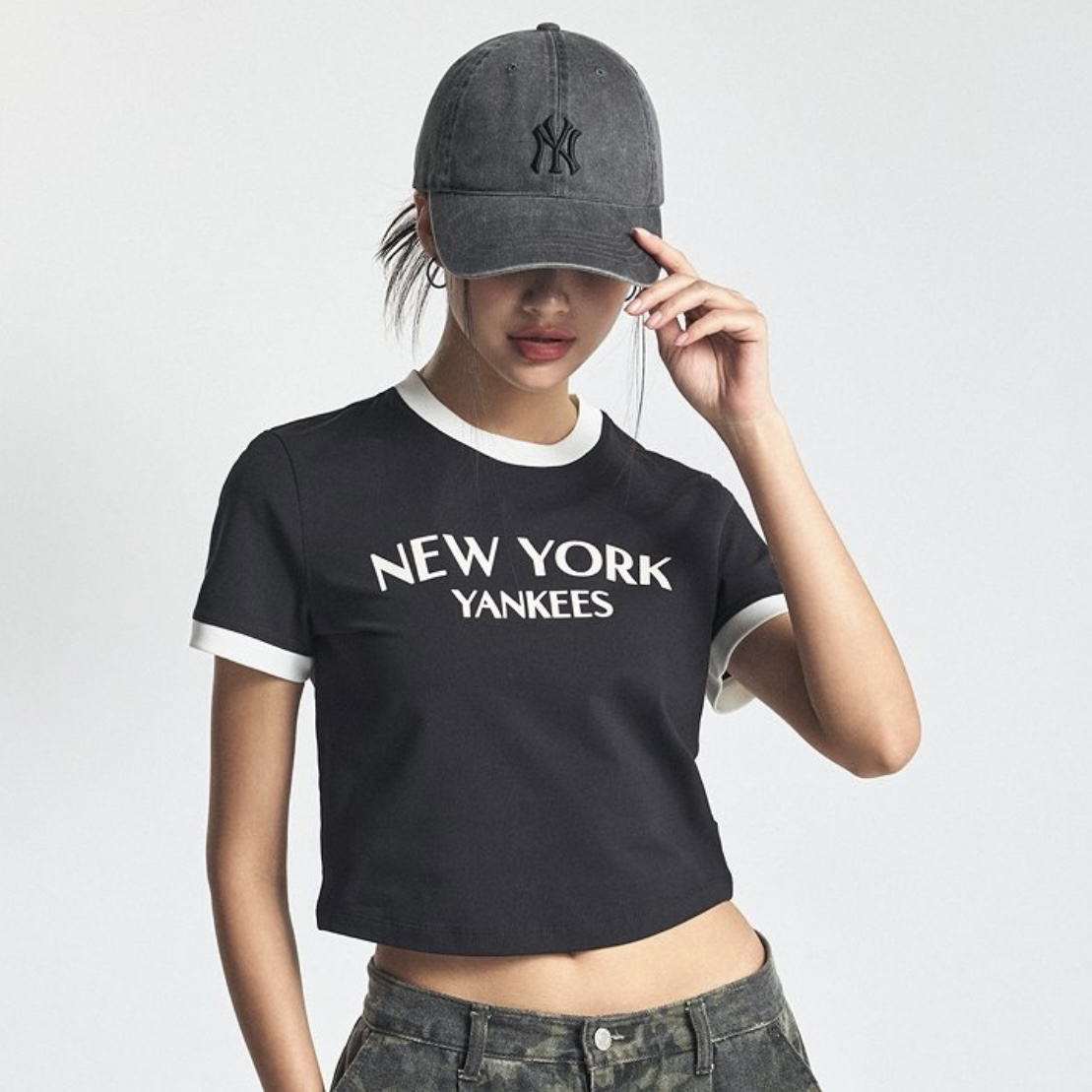 MLB 字母印花设计棉鸭舌帽男女同款情侣款 深灰色3ACPVV14N-50GRD