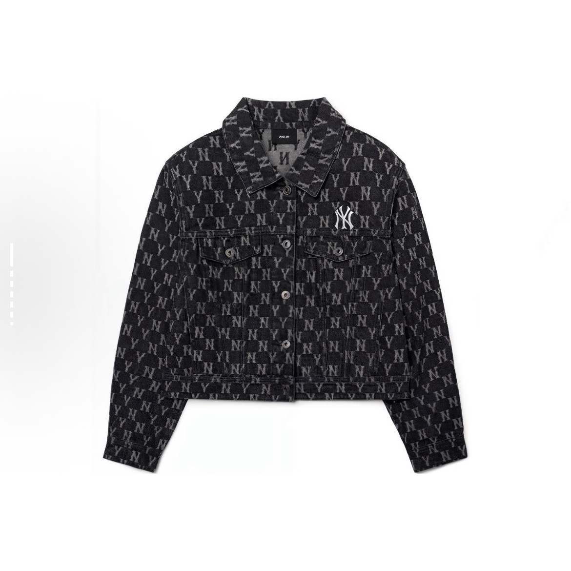 MLB 纽约洋基队老花满印牛仔外套 女款 深灰色3FDKM0321-50GRD