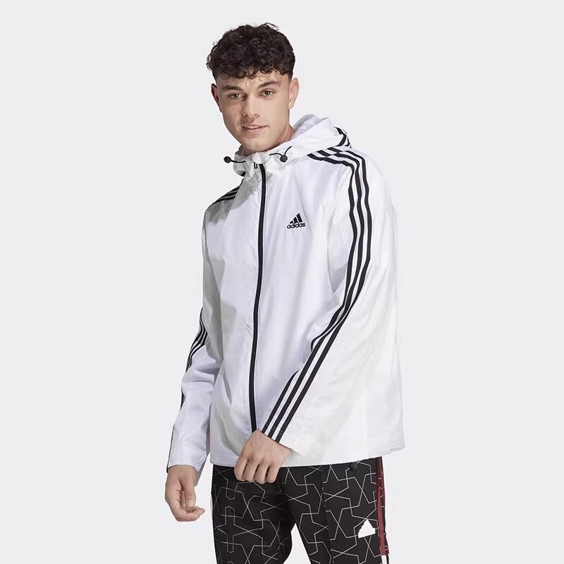 adidas阿迪达斯外套梭织防风运动上衣休闲连帽夹克IB0382