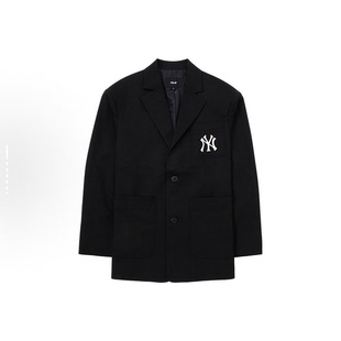 黑色3LJKB0231 男女同款 50BKS 纯色Logo直筒单排扣西装 MLB