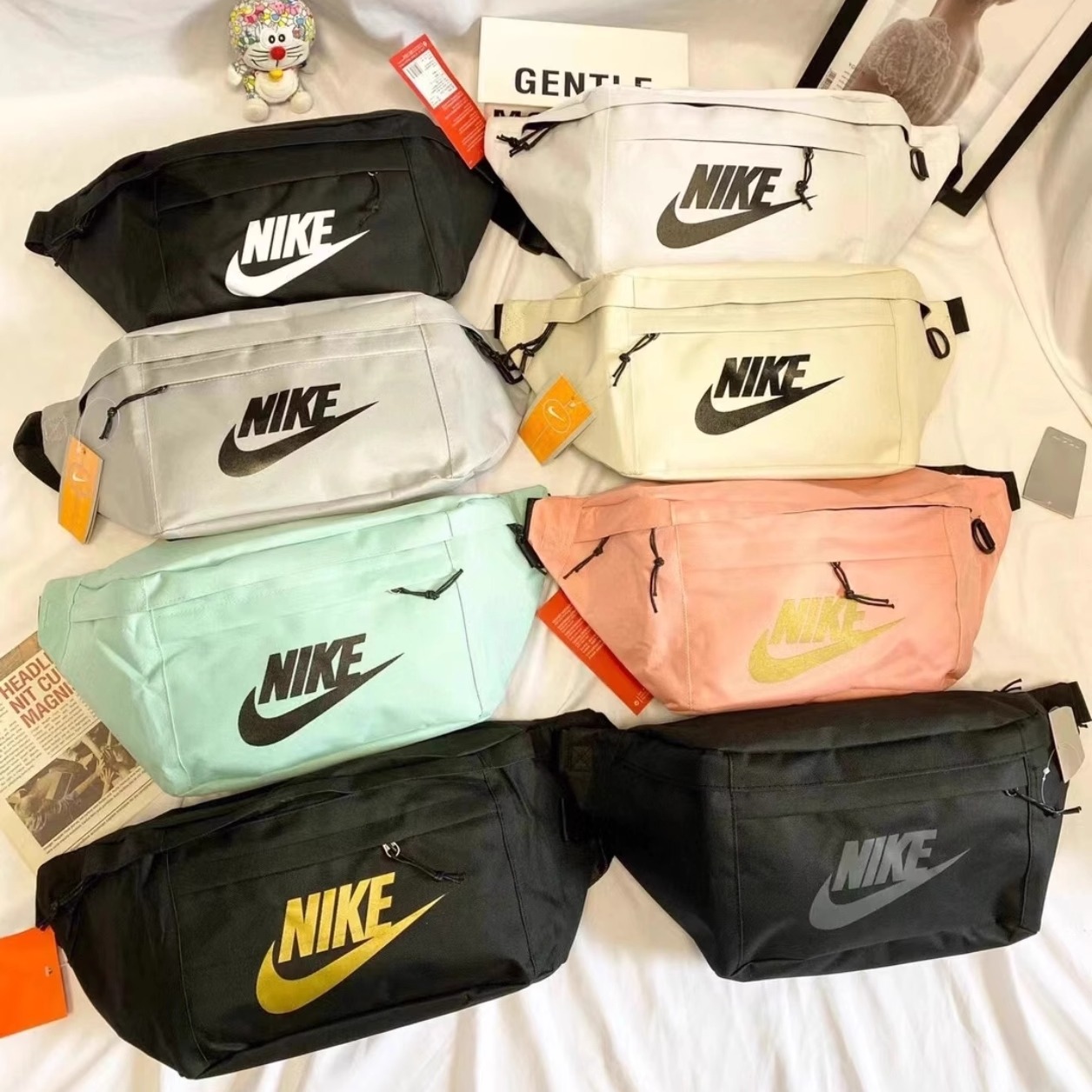 Nike 印花拉链开合健身单肩斜挎腰包橘粉 BA5751-605-011-072-010