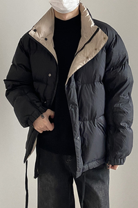 1110-3165-P330简约设计款两面穿羽绒服 保暖90白鸭绒外套 已下架图片