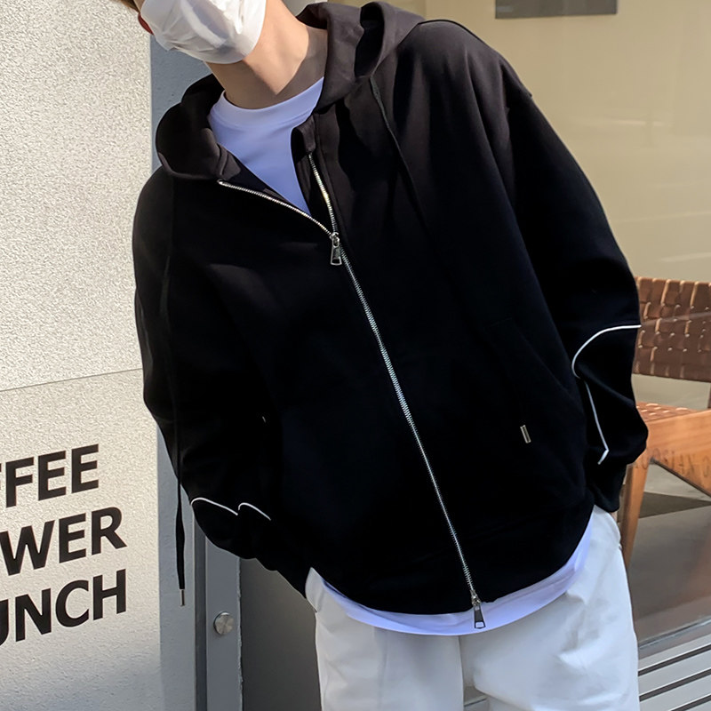 1110-YU081-P170卫衣运动连帽开衫韩风男女休闲拉链纯色外套,女装短外套,星座1110