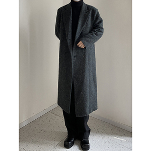 1110-X173-P195 冬款中长款宽松含羊毛大衣风衣 韩风外套图片