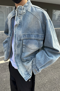 1110-X60151-P155 韩立领牛仔外套男2024韩版气质夹克外衣潮图片