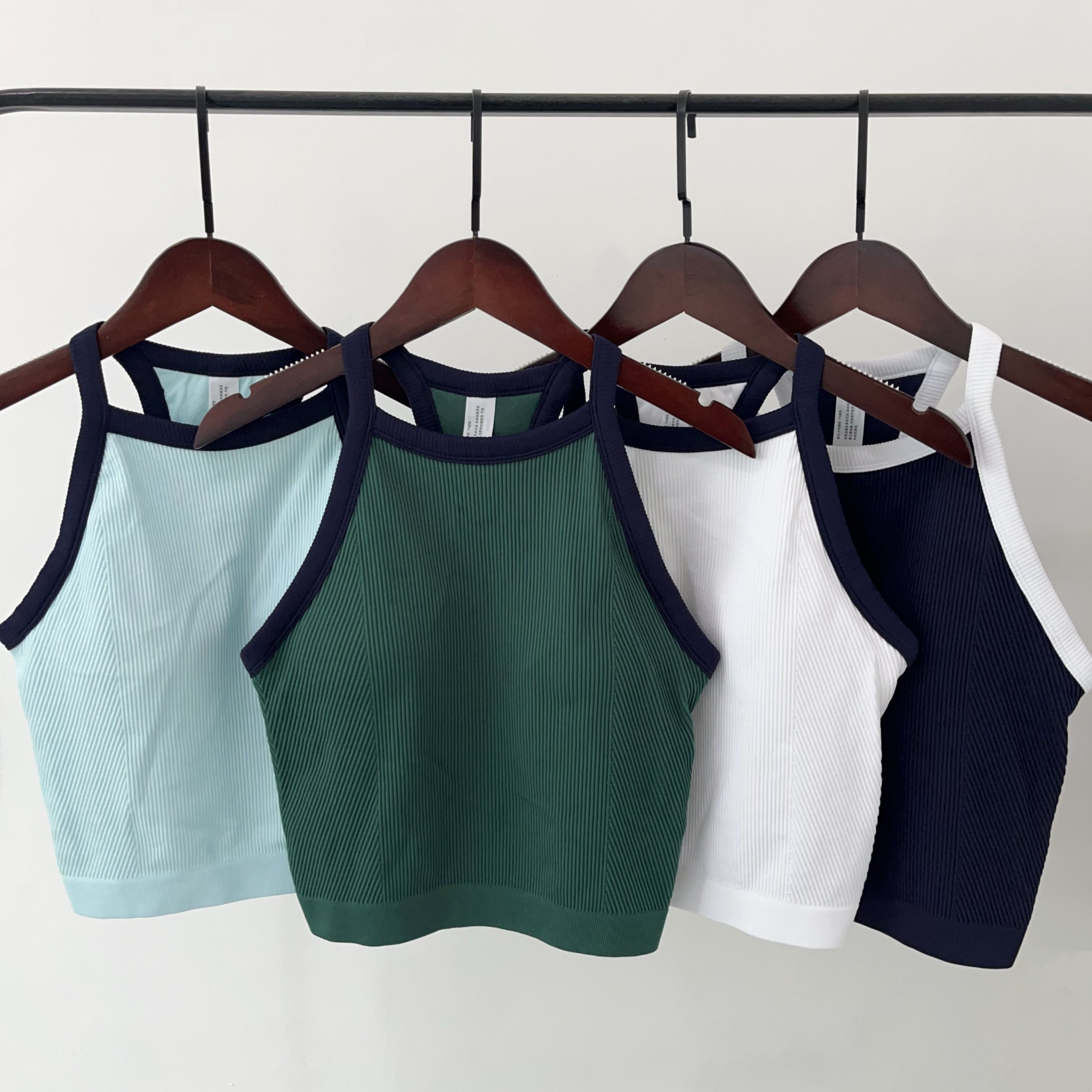 挂脖高领美背无缝螺纹瑜伽内衣 无袖高弹防震运动文胸健身背心女,运动服/休闲服装,运动文胸,淘宝优惠券,粉丝福利购,淘宝优惠卷