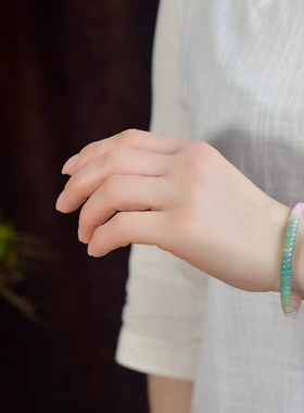 天然直切盐源玛瑙多彩算盘珠手串女款清新百搭