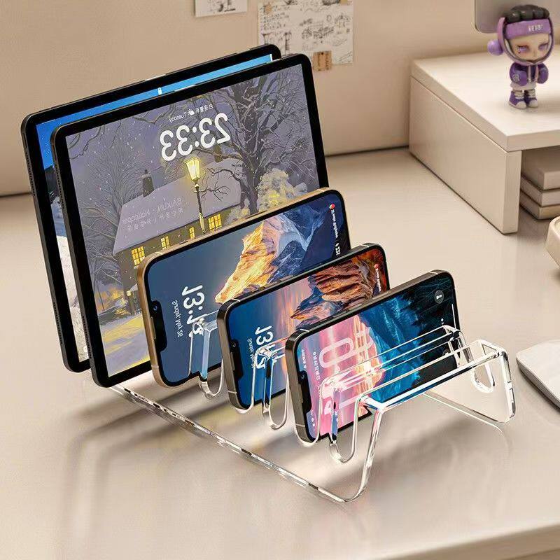 手机收纳盒多台平板ipad收纳架透明分格存放盒桌面办公充电置物架 - 佳佳如意化妆盒出品