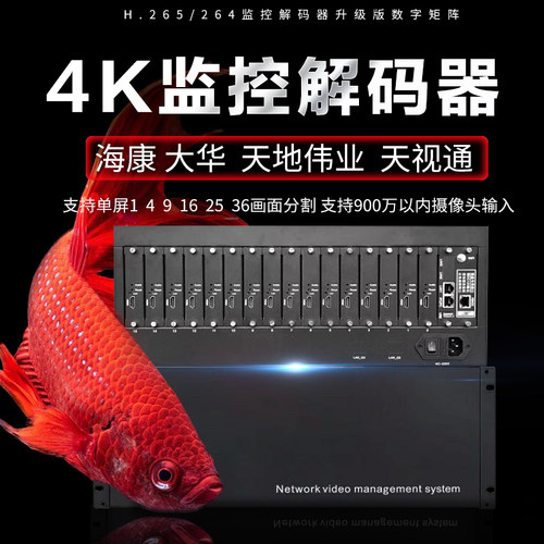 19路输出单屏36画面监控解码器视频矩阵兼容海康大华