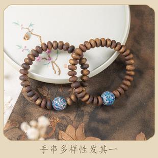 莺歌绿奇楠95分结香沉香6*10mm大漆珠算盘珠单圈手串