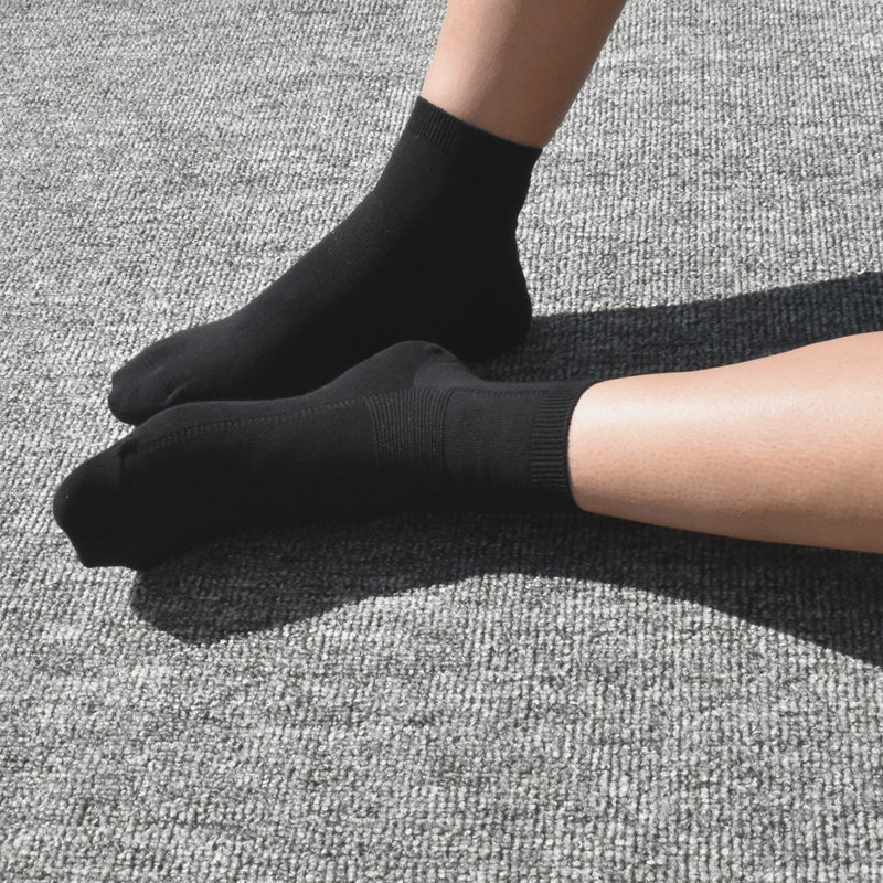 男袜纯棉中筒黑色商务皮鞋休闲