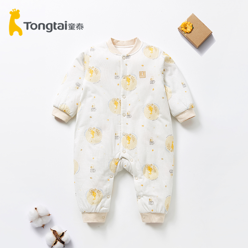 童泰秋冬季婴幼儿夹棉保暖连体衣