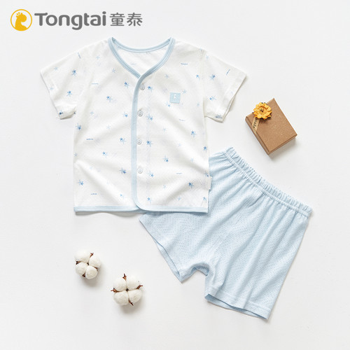 童泰夏季薄款纯棉短袖短裤套装