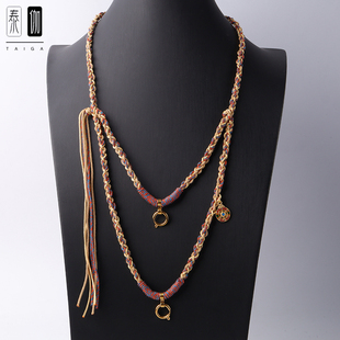 泰国佛牌链子双挂绳上下两挂可挂藏式 TG005 唐卡吊坠黄金玉佛吊坠