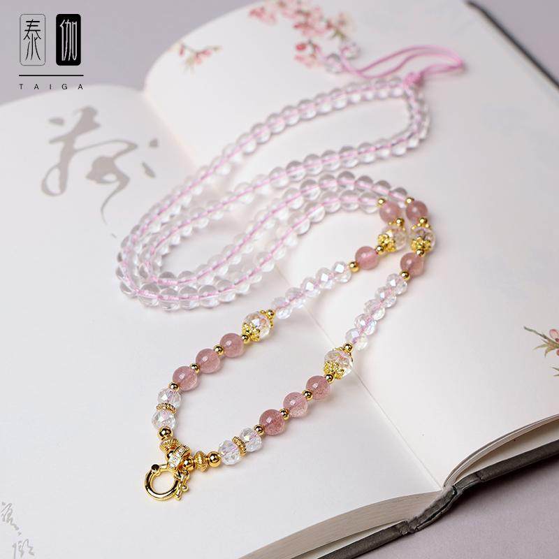 泰国佛牌链子草莓晶圆珠项链毛衣链唐卡吊坠水晶挂链快拆多用挂扣
