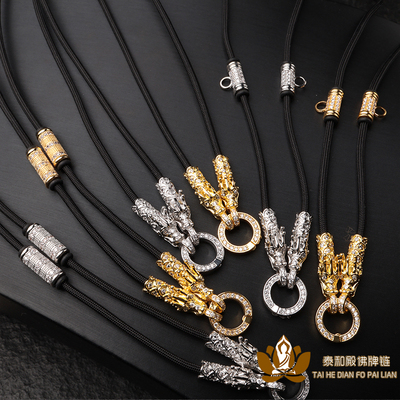 龙头黄金色项链微镶项链佛牌绳