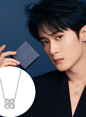 通体s925纯银檀健次同款镶嵌满钻优雅花朵莲花项链短款锁骨链女