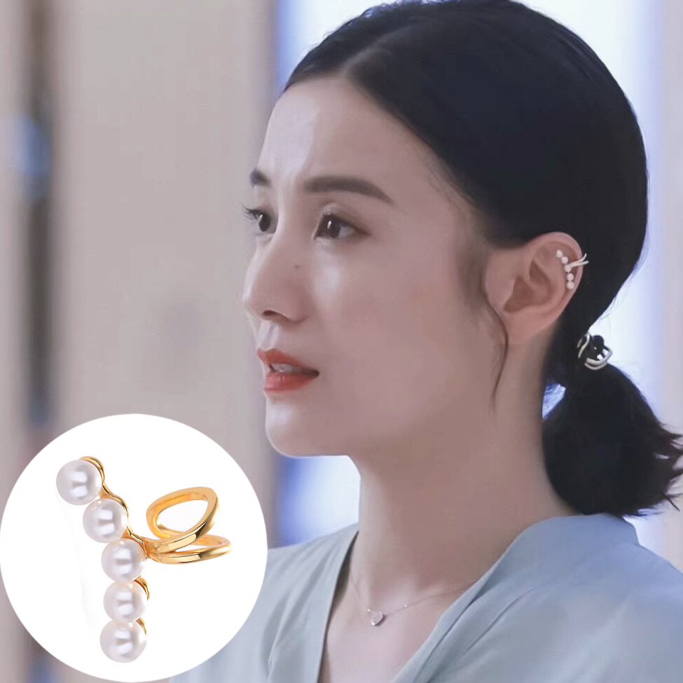 通体s925纯银小舍得宋佳南俪同款珍珠耳夹贝珠兔耳无耳洞耳骨夹