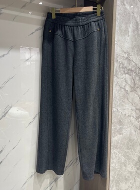 PWD33359【仅裤子】窄版加绒加厚毛呢大码女装休闲裤【裤长102】