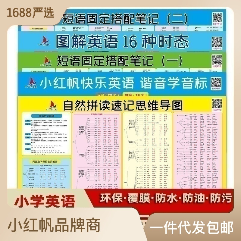 小学英语音标自然拼读发音规则表墙贴扫码点读教学神器有声大挂图