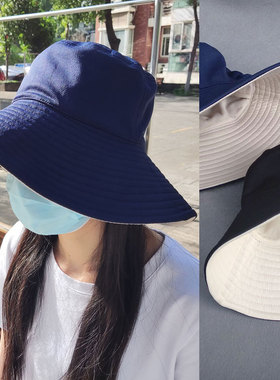 日单正反两面带渔夫帽遮阳帽男女情侣外贸原单Z050501三件包邮