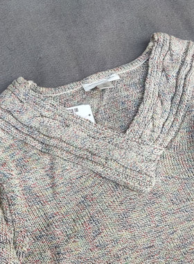 出口45美金 V领麻花毛衣  女 宽松有大码 W191202-G1-5