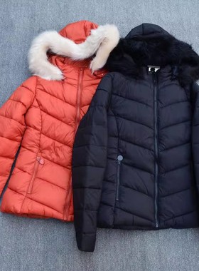 出口高档棉衣连帽棉服修身显瘦棉夹克厚实有大码女Y040205