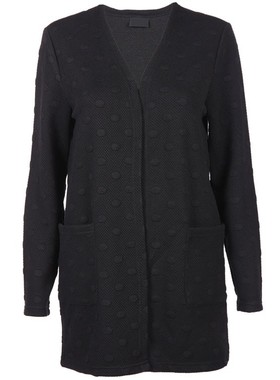 出口原单中长开衫春秋衍缝外套长袖显瘦港风女有大码黑色W190202P