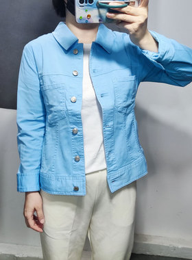 欧美外贸原单 精梳弹力棉麻夹克 牛仔外套修身显瘦女Y040402-403