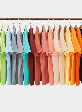 220克重磅 短袖T恤 宽松纯棉厚不透大码男女情侣黑色4GC127