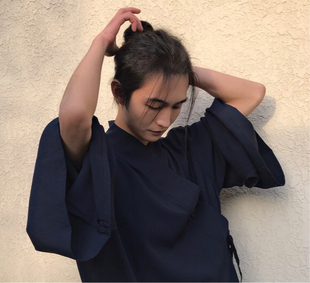 同款 男女通用七分裤 传统道袍 春夏季 中国风武当道服蓝色套装 肆戏