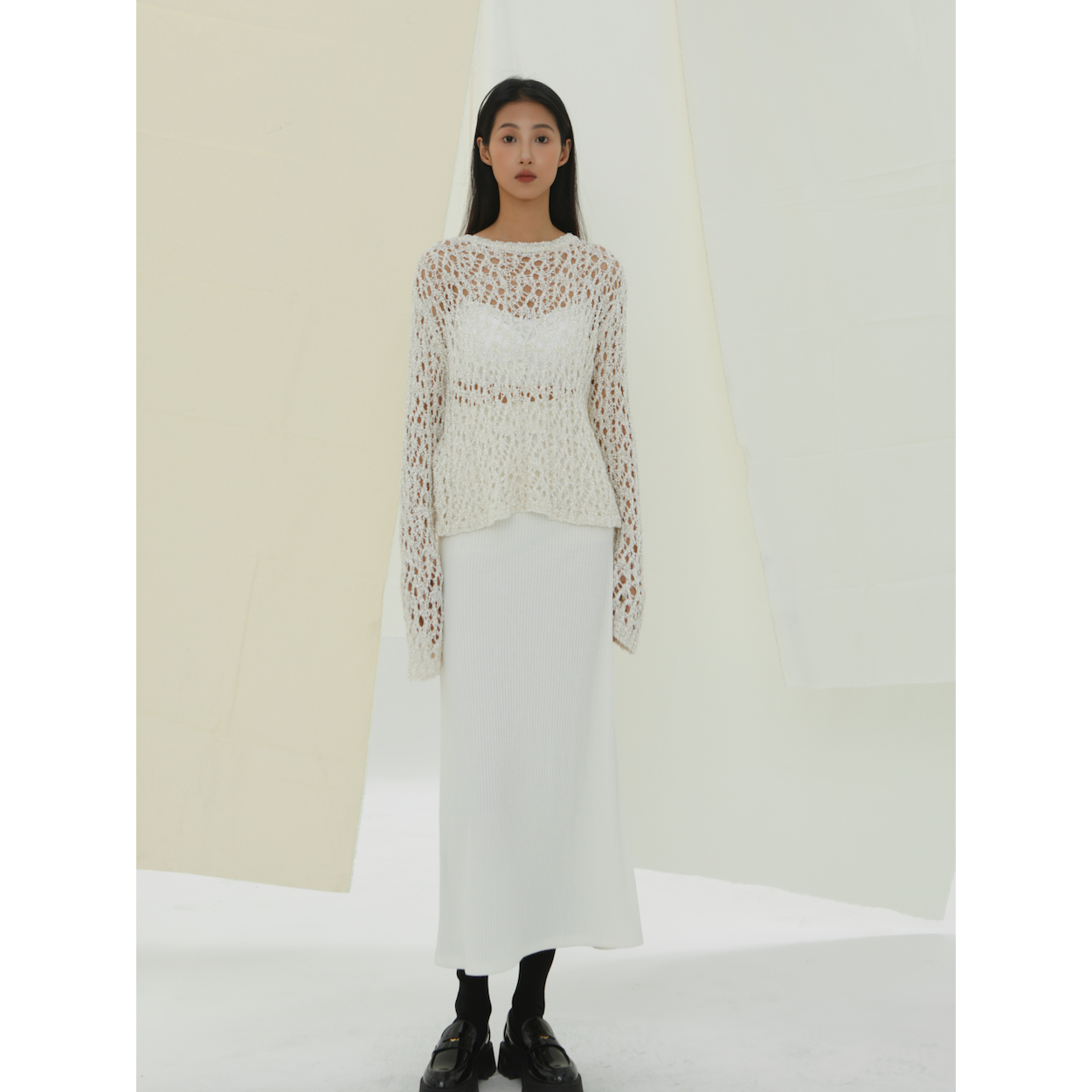 镂空修身针织YOWSAH圆领