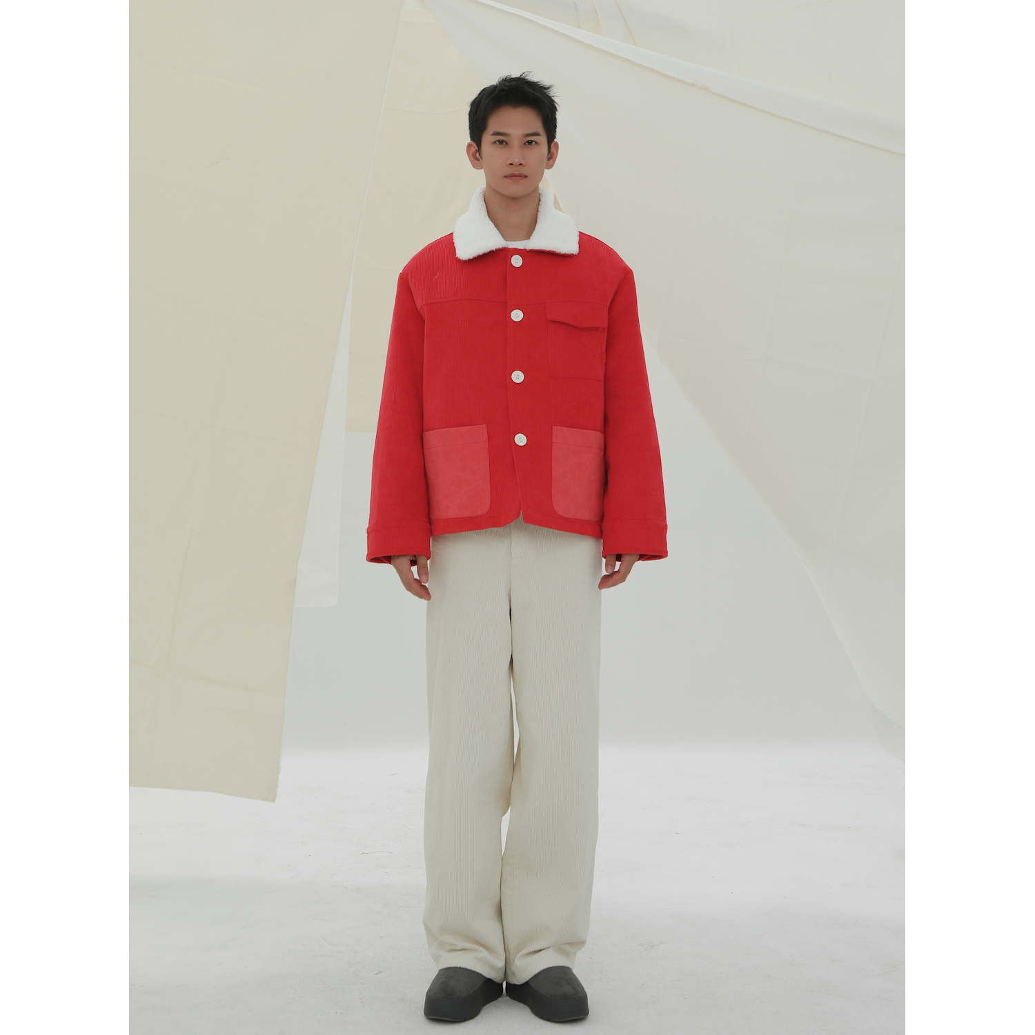 YOWSAH24AW羊毛混纺拼接夹克