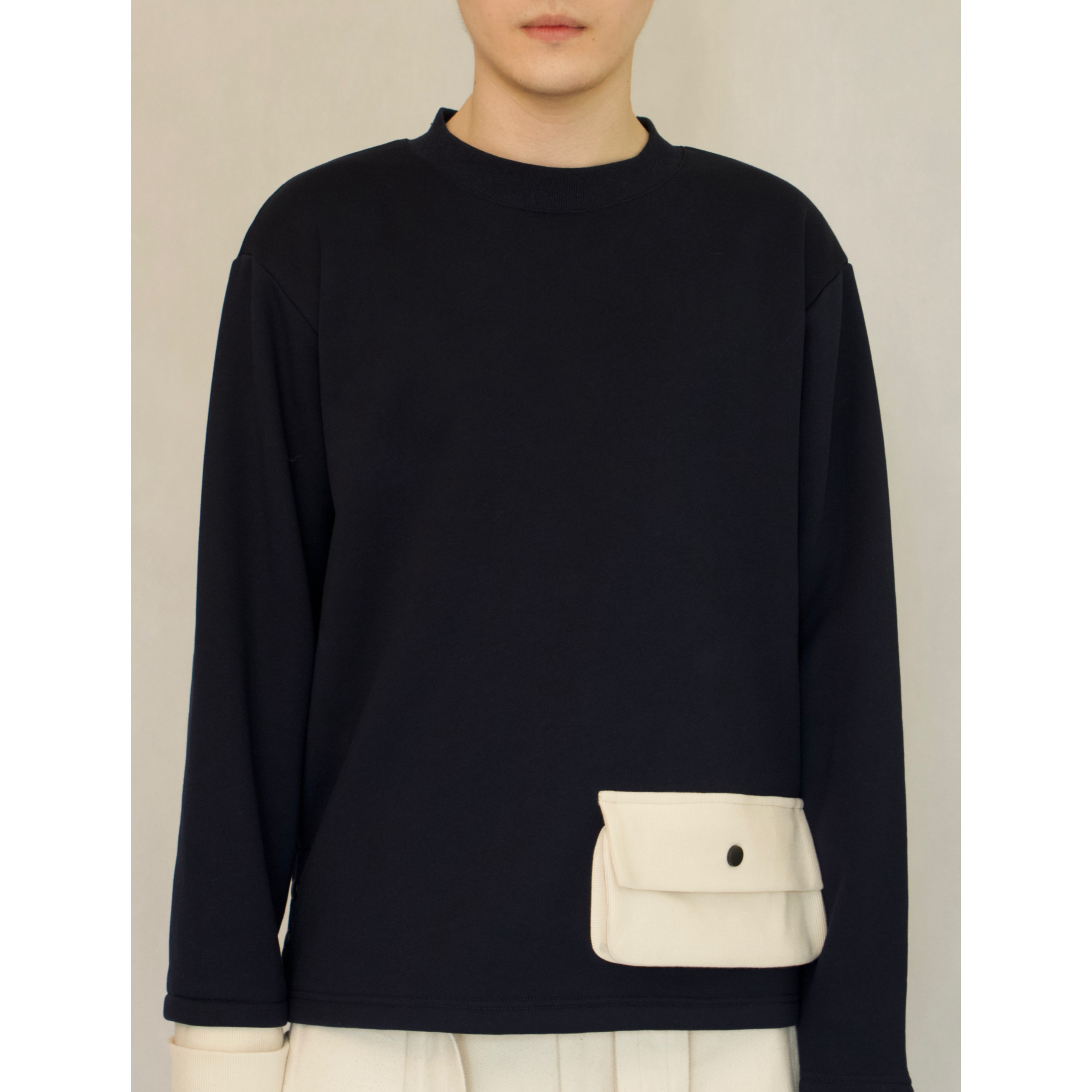 YOWSAH 中性23秋冬新品手机包袋420g全棉加绒保暖卫衣 藏青卫衣