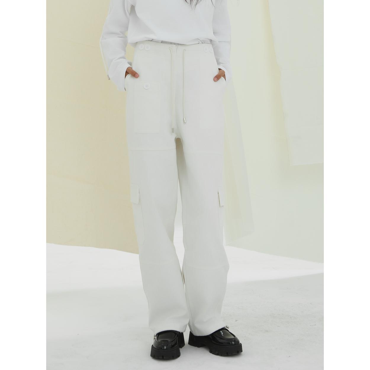 意大利棉质抽绳多口袋工装裤