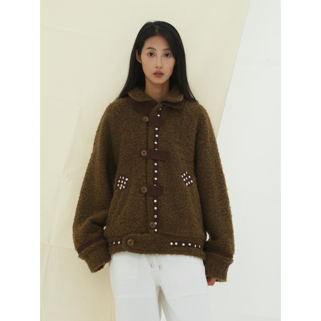 YOWSAH意大利羊毛混纺青苔夹克